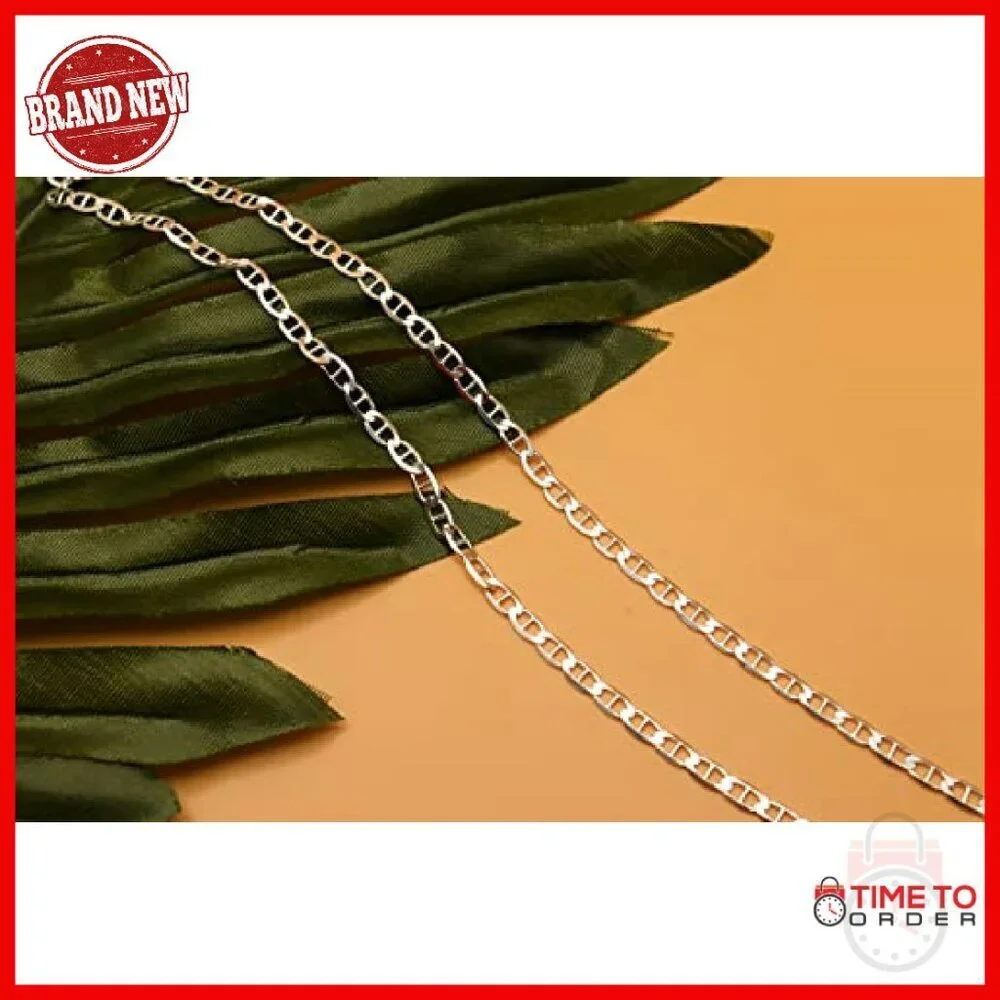 Sterling Silver Mariner Chain Necklace 22in Lobster Clasp